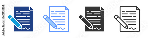Sign Contract icon set multiple style collection