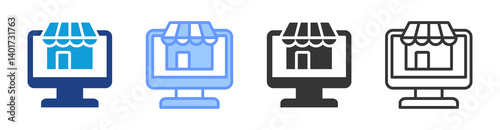 Online Store icon set multiple style collection