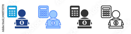 Accounting icon set multiple style collection
