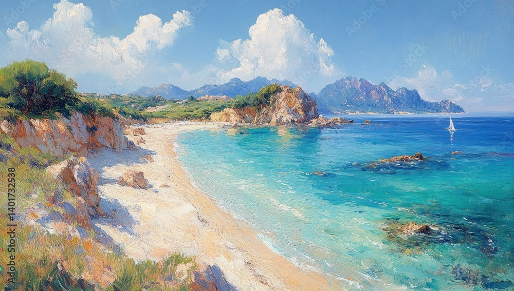 Fototapeta premium Beautiful View of Cannelle Beach in Isola del Giglio Tuscany with Stunning Mediterranean Sea and Blue Bay