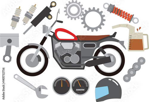 バイクとバイクパーツのイラスト