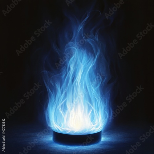 Blue Flame Ignite on Black Background