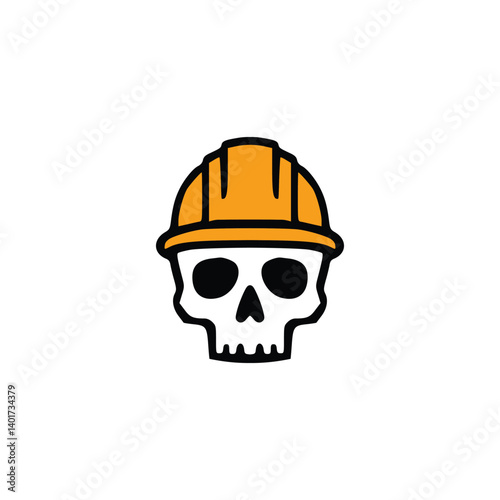 Hard Hat Skull – Minimal Construction Warning Icon