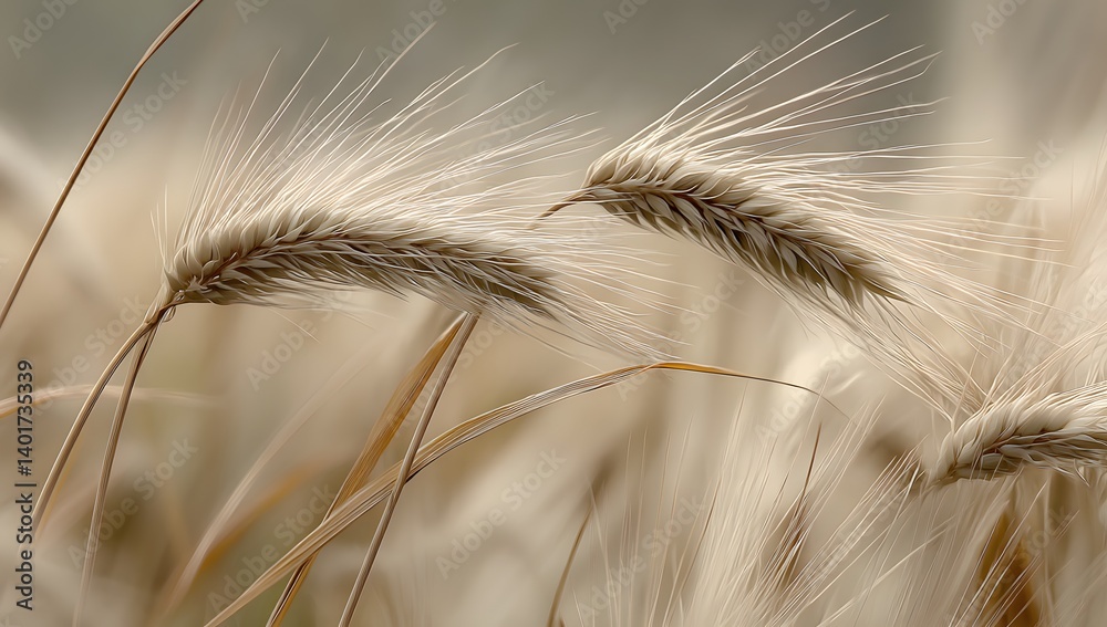 A close-up view of delicate wheat stalks. A close-up view of delicate wheat stalks.