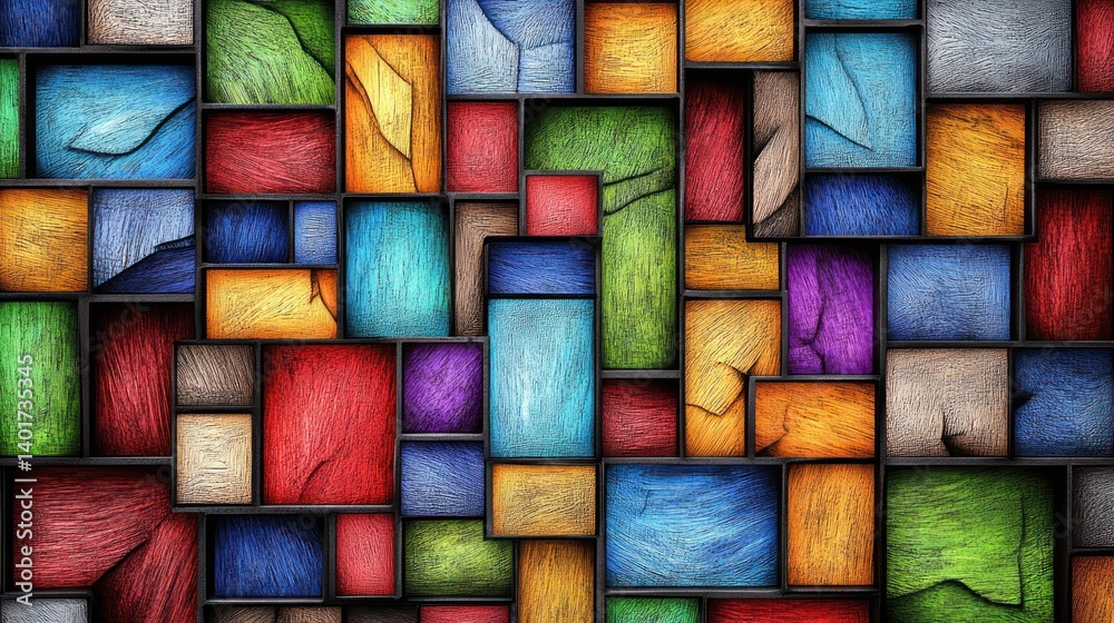 Colorful Abstract Geometric Pattern in Frames Colorful Abstract Geometric Pattern in Frames