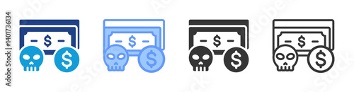 Illegal Money icon set multiple style collection