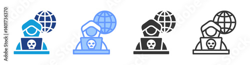 Web Hacker icon set multiple style collection