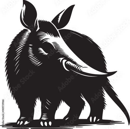 Aardvark Silhouette Black Vector High Quality Vector Image. The white background