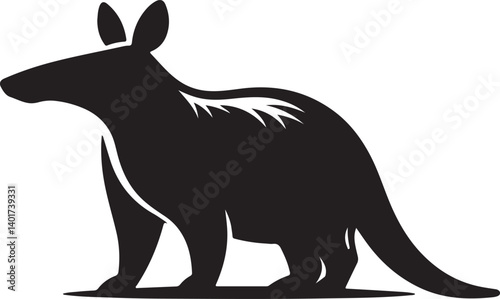Aardvark Silhouette Black Vector High Quality Vector Image. The white background