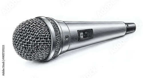 Silver studio microphone on white background