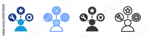 Employee Skills icon set multiple style collection
