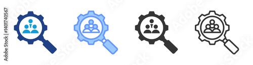 Human Resource Management icon set multiple style collection