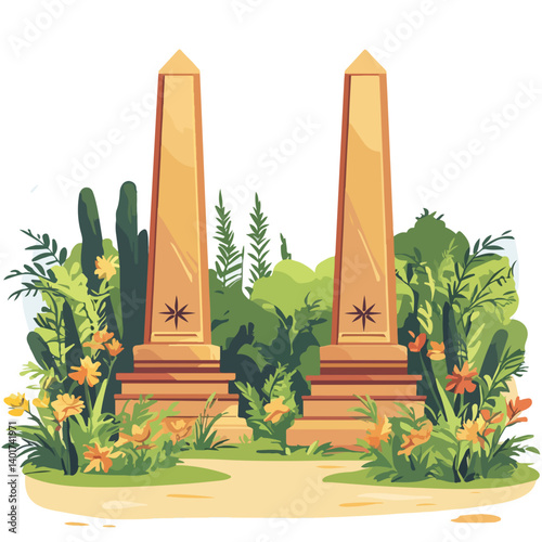 Obelisk illustration , vector, isolated white background