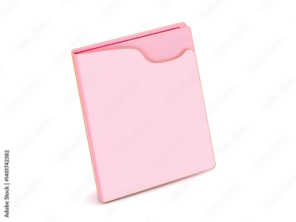 Pink leather file folder in 3D view, stylish and modern for office or stationery concepts. Generative AI