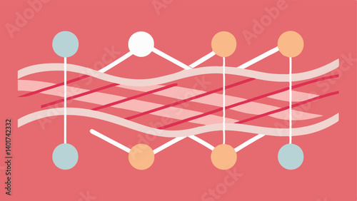 Collagen Chain Reaction A stylized depiction of collagen fibers weaving together like a net indicating how microneedling boosts collagen production and improves skin structure.