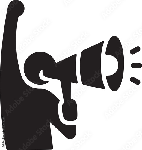 illustration of a stickman speaking loudly through a megaphone for a protest