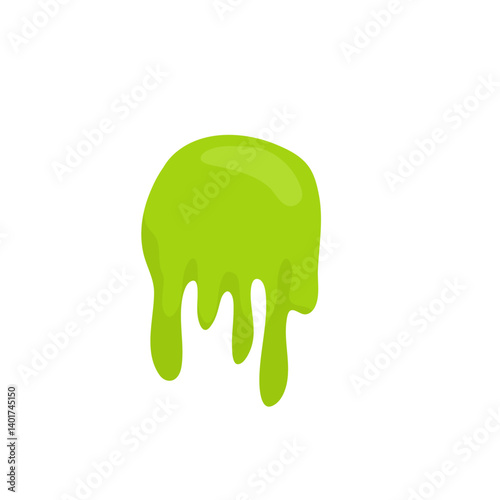 Liquid toxic drop. Flowing green sticky liquid. Vector illustration with toxic blob