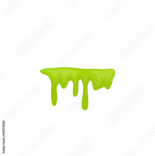 Liquid toxic drop. Flowing green sticky liquid. Vector illustration with toxic blob