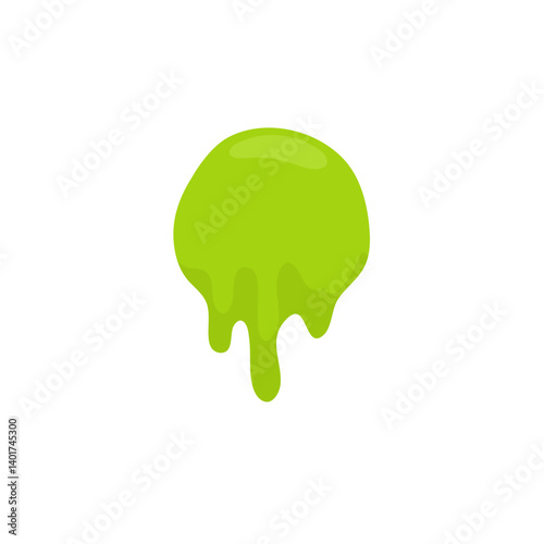 Liquid toxic drop. Flowing green sticky liquid. Vector illustration with toxic blob