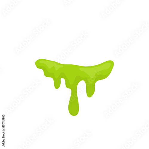 Liquid toxic drop. Flowing green sticky liquid. Vector illustration with toxic blob
