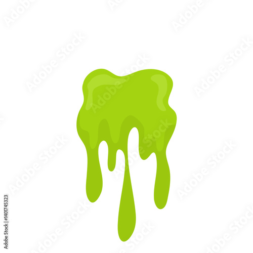 Liquid toxic drop. Flowing green sticky liquid. Vector illustration with toxic blob