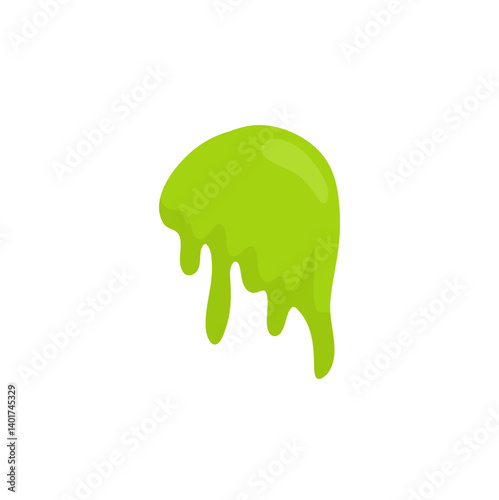 Liquid toxic drop. Flowing green sticky liquid. Vector illustration with toxic blob