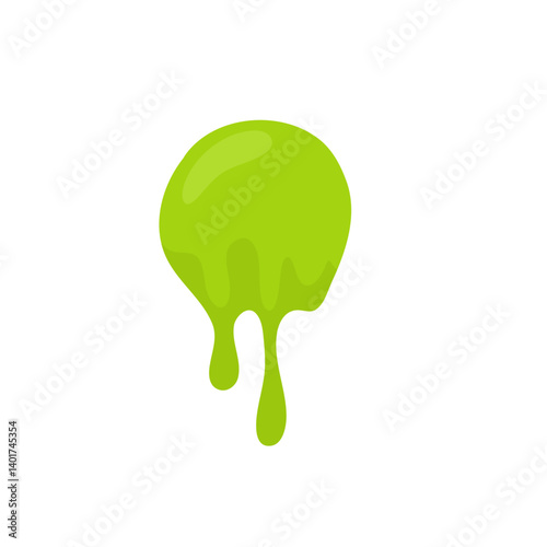 Liquid toxic drop. Flowing green sticky liquid. Vector illustration with toxic blob