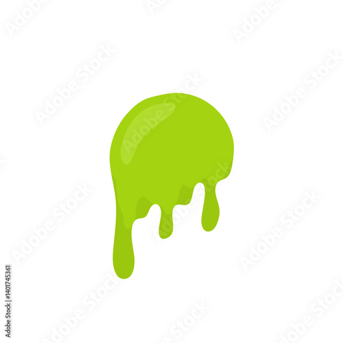 Liquid toxic drop. Flowing green sticky liquid. Vector illustration with toxic blob