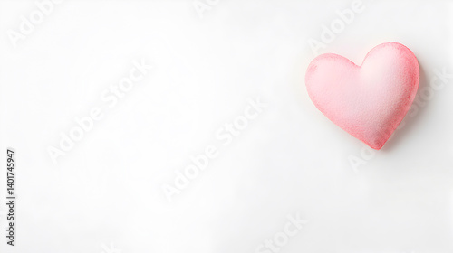 Pink heart shaped object on a clean white background symbolizing love and affection for romantic occasions and celebrations, perfect for Valentine's Day or wedding themes, love concept