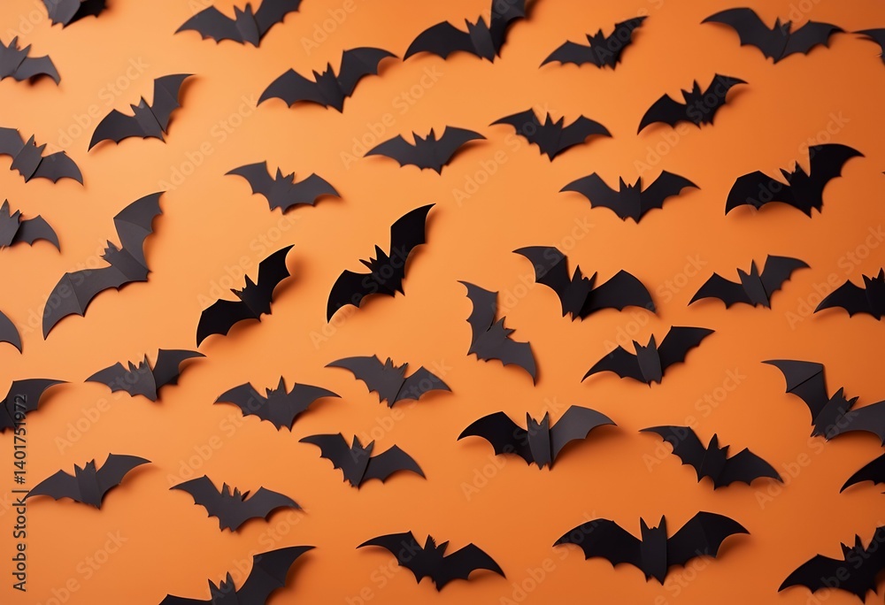 black background bat top overhead halloween flock orange paper concept flatlay silhouettes view bats copyspace retro border web creepy pumpkin art horror scarey silhouette object skittish vampire black background bat top overhead halloween flock orange paper concept flatlay silhouettes view bats copyspace retro border web creepy pumpkin art horror scarey silhouette object skittish vampire