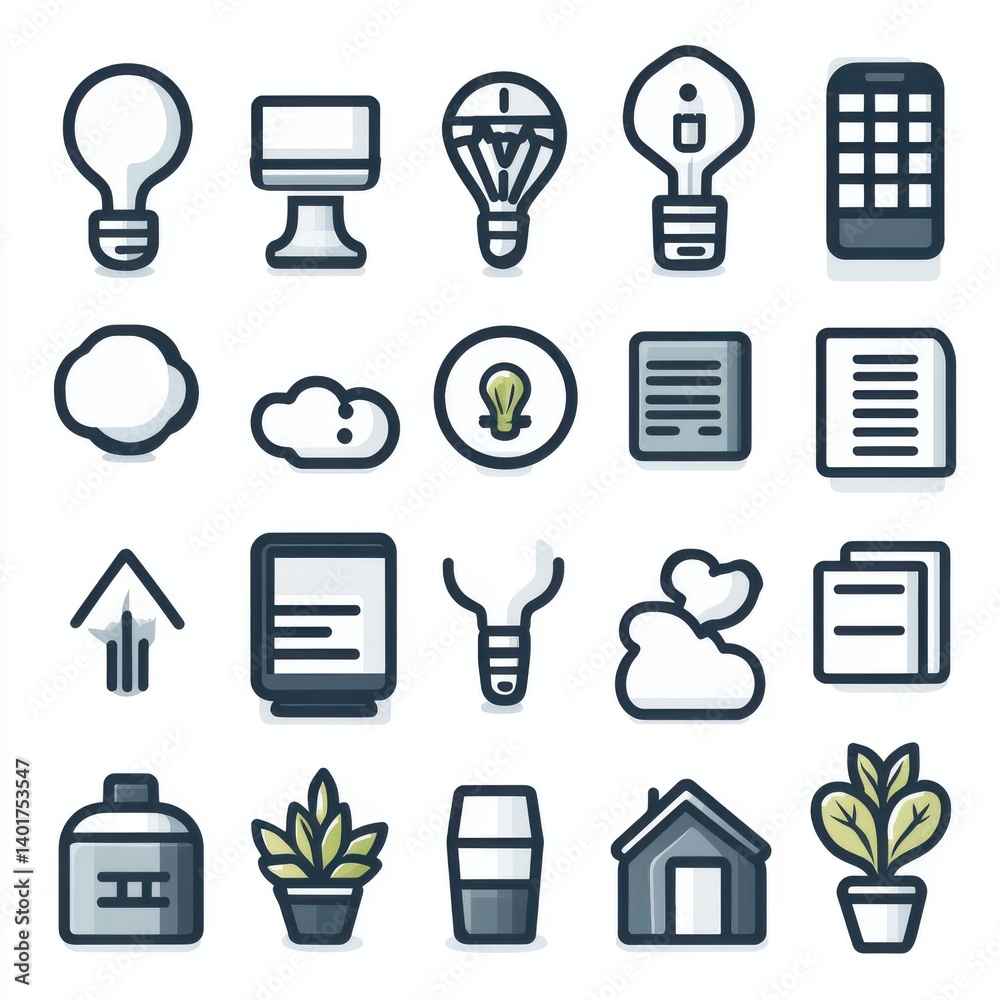 This collection of icons symbolizes various aspects of achieving success and facilitating growth in professional and personal endeavors including business strategy innovation leadership