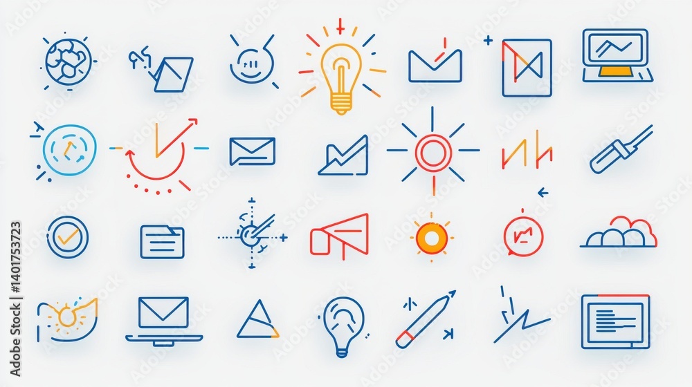 A diverse set of cursor icons in various shapes colors and styles designed for use in digital interfaces and applications