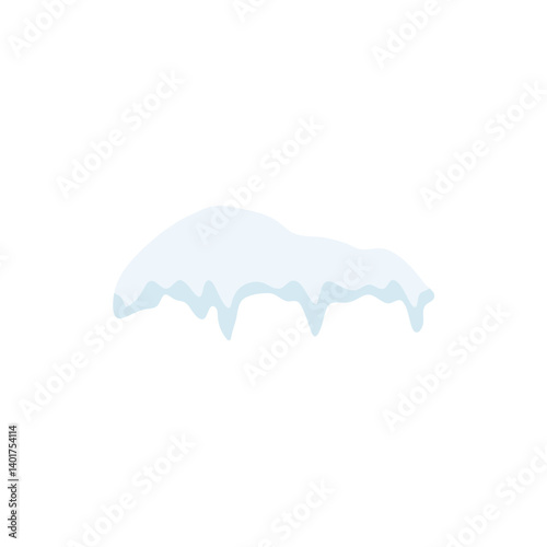 Snow caps. Snowdrifts and icicles, ice cap winter decoration. Winter snowy design elements