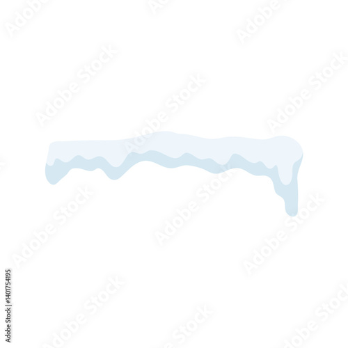 Snow caps. Snowdrifts and icicles, ice cap winter decoration. Winter snowy design elements