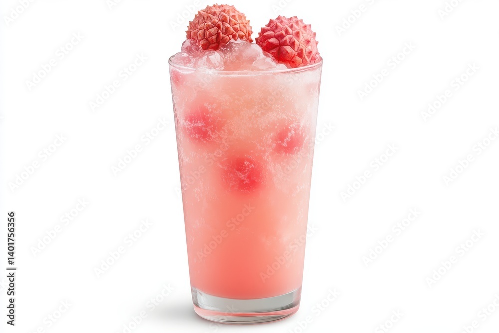 A glass with pink beverage isolated on white background A glass with pink beverage isolated on white background