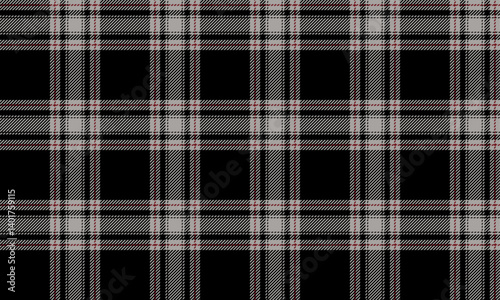 Seamless plaid pattern, black, gray, red, classic and modern feel, perfect for designing skirts and pants, adding a touch of elegance to any fashion style, vector illustration.
