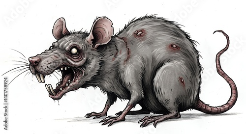 Aggressive rat illustration digital artwork menacing animal