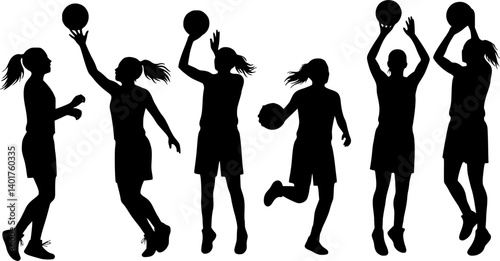 Basketball female silhouettes. vector images of female basketball silhouettes. EPS 10 version.