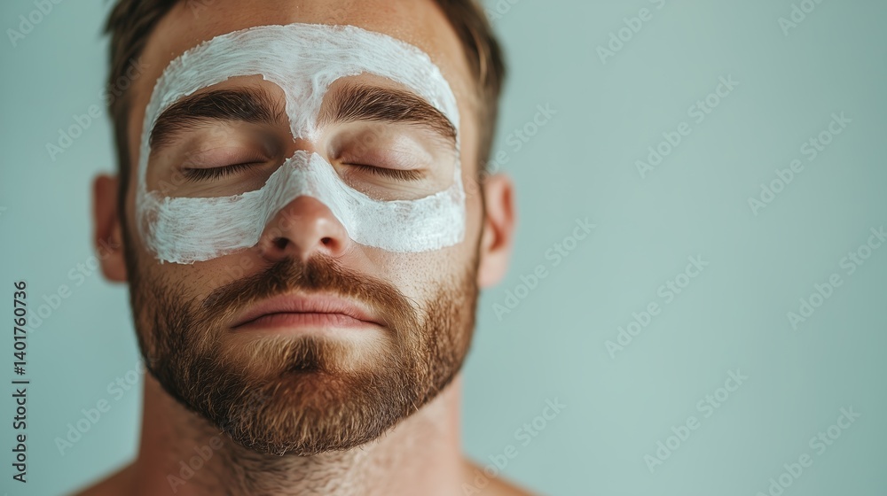 Man relaxes with a facial mask at home while enjoying self-care in a serene setting Man relaxes with a facial mask at home while enjoying self-care in a serene setting