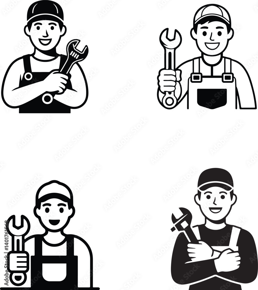 set of funny cartoon builder