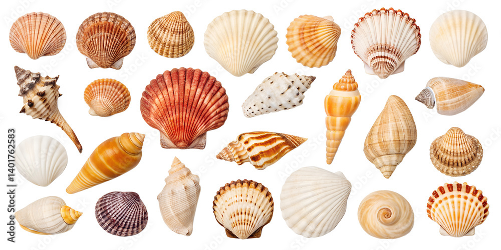 Shell collection isolated on transparent background Shell collection isolated on transparent background