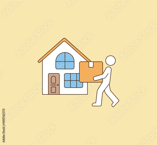 Icons of people moving with moving. Illustration vector with minimal design.