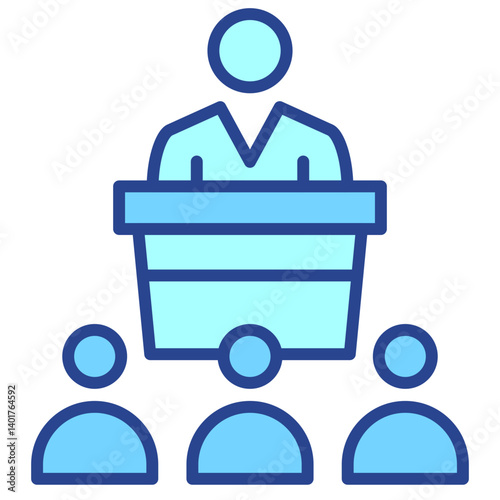 Public Speaking blue outline icon
