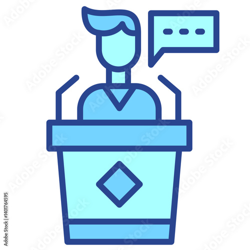 Public Speaking blue outline icon
