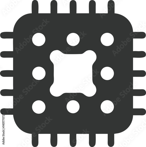 Dark Gray Circuit Board Chip Icon Vector, Electronic Component on Transparent BG