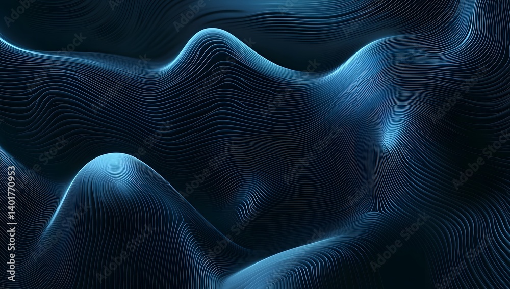 Abstract blue background with smooth wave-like patterns, a vector presentation
