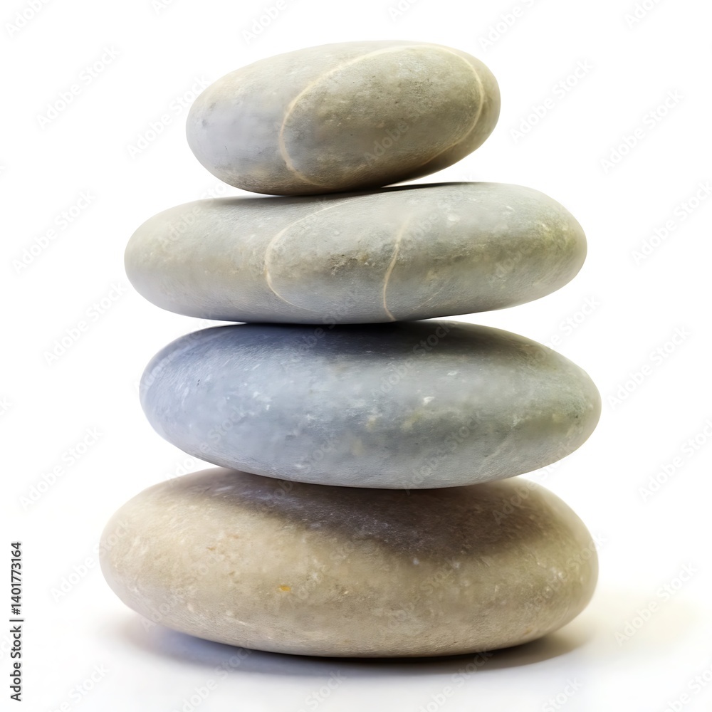 four smooth, gray stones stacked vertically on a white background four smooth, gray stones stacked vertically on a white background