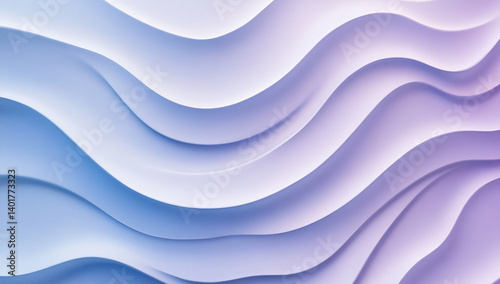 Abstract background 3D, shiny plastic waves with purple blue textures and lights interesting lustrous liquid wavy texture, 3D render illustration