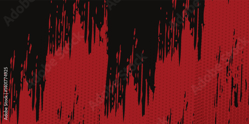 Abstract painting background with a grunge texture featuring red and black