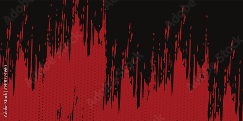 Abstract painting background with a grunge texture featuring red and black